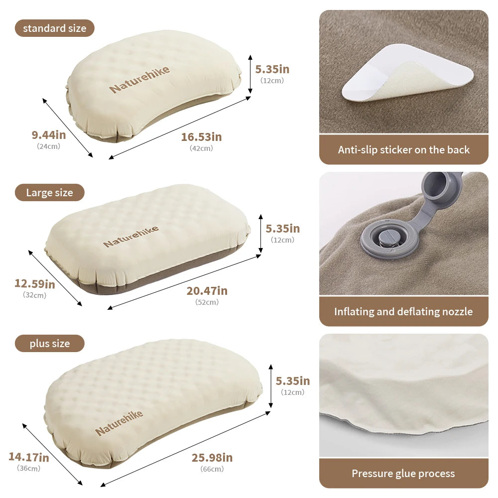 Naturehike Feather Bone 2-in-1 Foam Inflatable Pillow – Waterproof, Adjustable Pillow for Camping & Outdoor Comfort