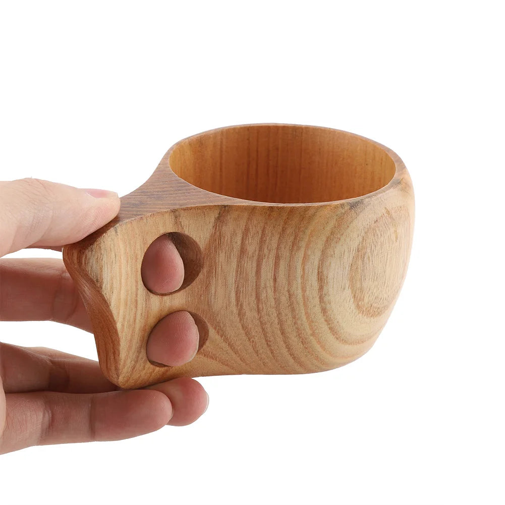 Wooden Coffee Cup – Portable Outdoor Drinking Mug with Handle