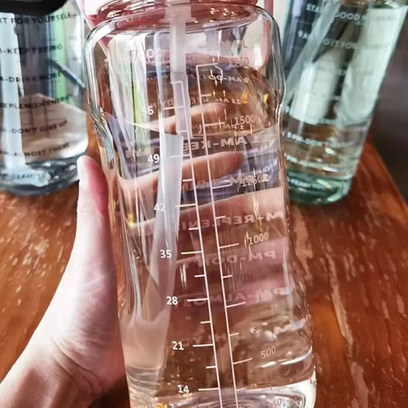 2L Large Capacity Water Bottle with Straw