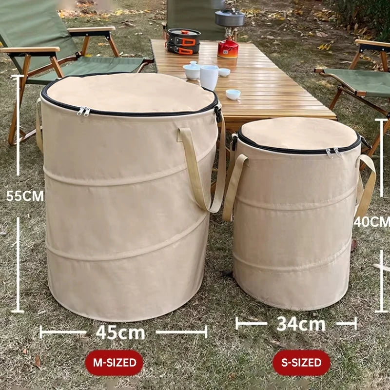 Pop-Up Camping Trash Can – Foldable Canvas Outdoor Garbage Bin