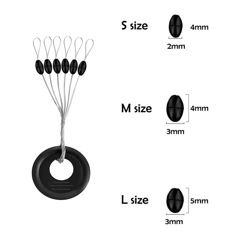 600Pcs (100 Groups) Rubber Space Beans Oval Stopper Set - Essential Fishing Bobber & Rigging Accessories for Fly Fishing, Spinner Baits & More