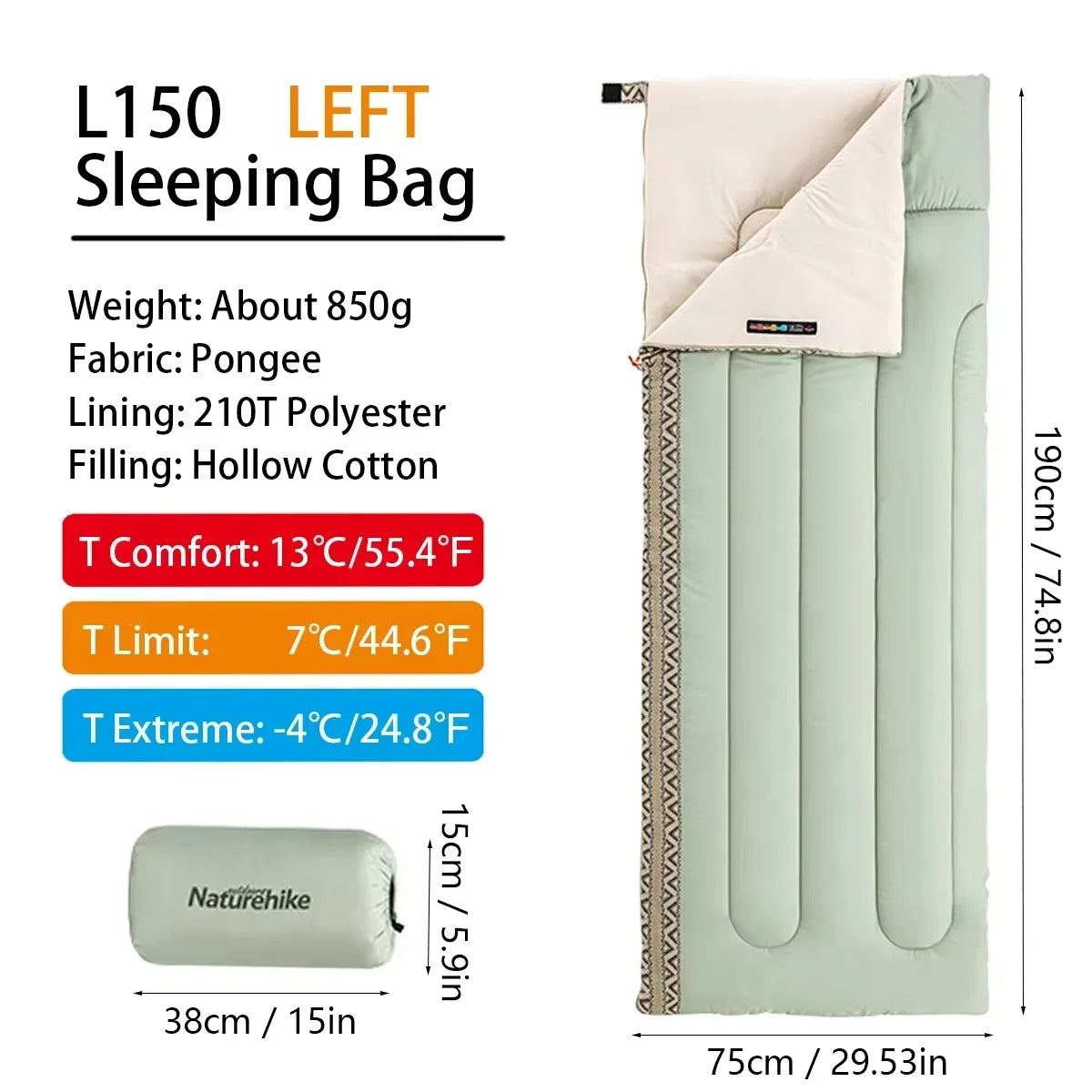 Naturehike L150 Ultralight Sleeping Bag – All-Season Splicable Sleeping Bag for Camping