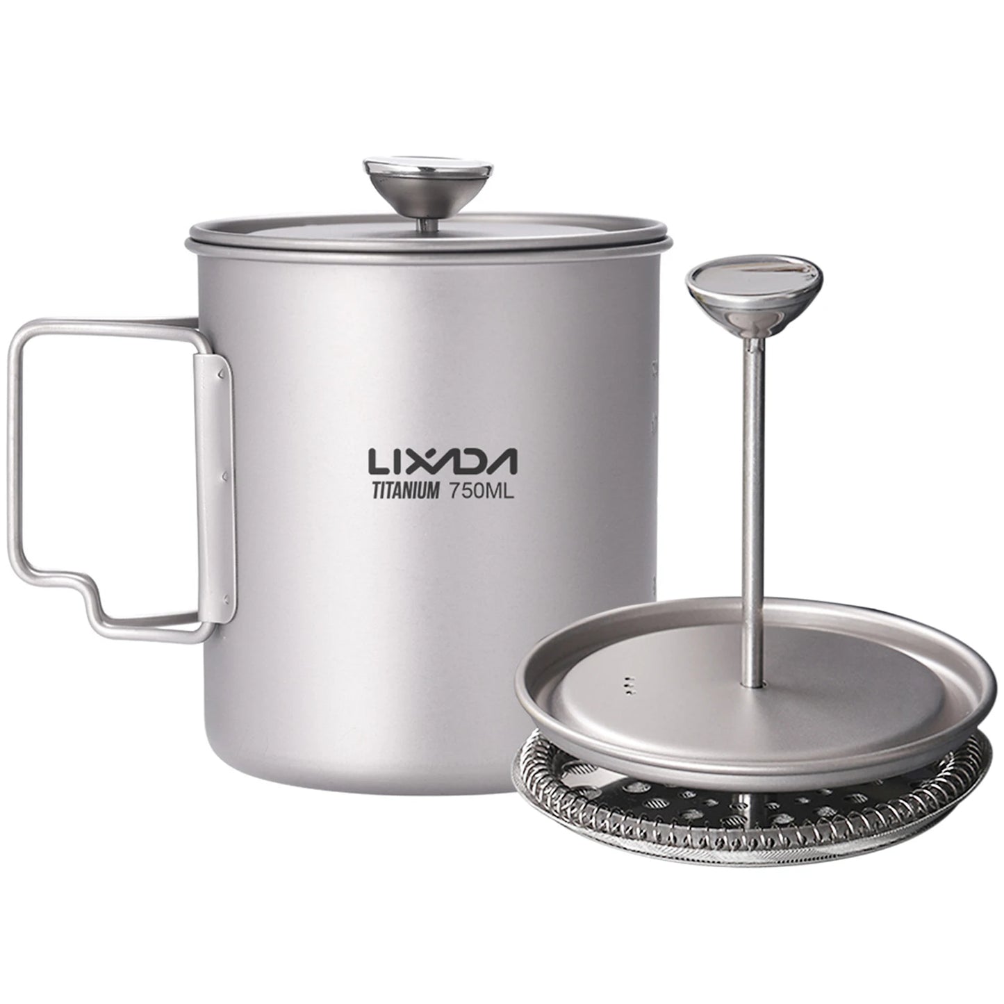 Lixada 750ml Titanium Coffee Cup Mug French Press Pot