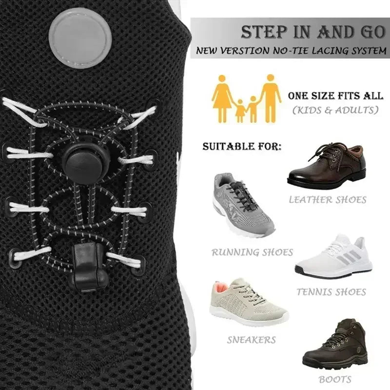 1Pair Elastic Shoelaces with Lock Sneaker No Tie Shoe Laces Stretching Lock Round Lock Lazy Quick Shoelace Hiking Shoestrings