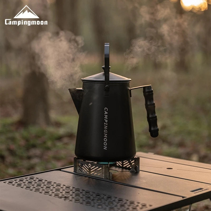 CAMPINGMOON SW-6 Stainless Steel Camping Kettle – Large Capacity Fire Kettle for Tea & Hand-Brewed Coffee
