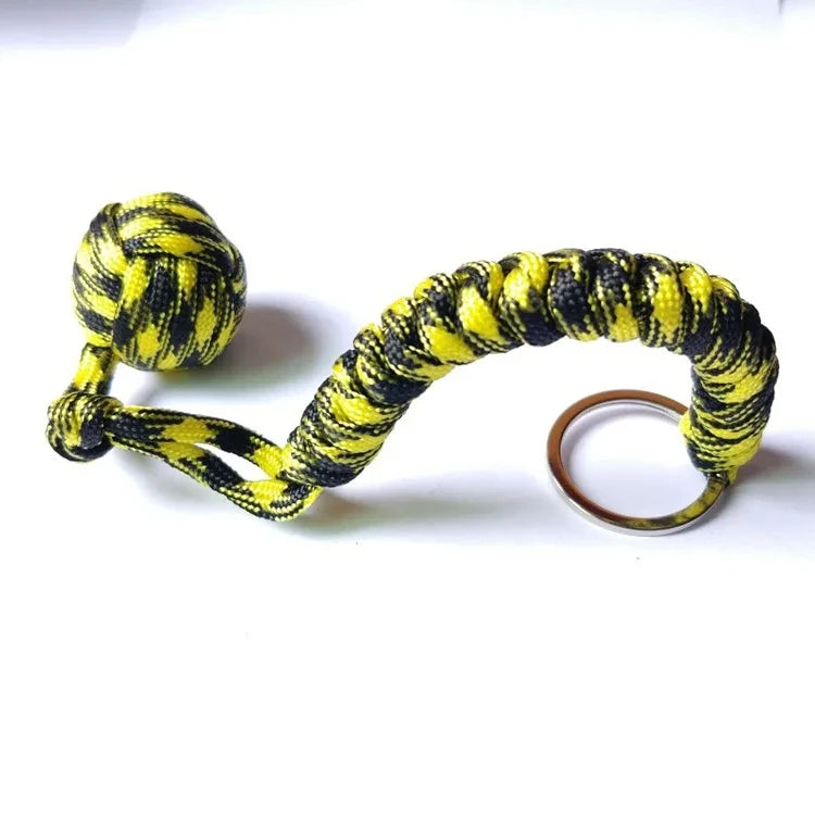 Outdoor Self‑Defense Umbrella Rope & Monkey Fist Paracord Keychain