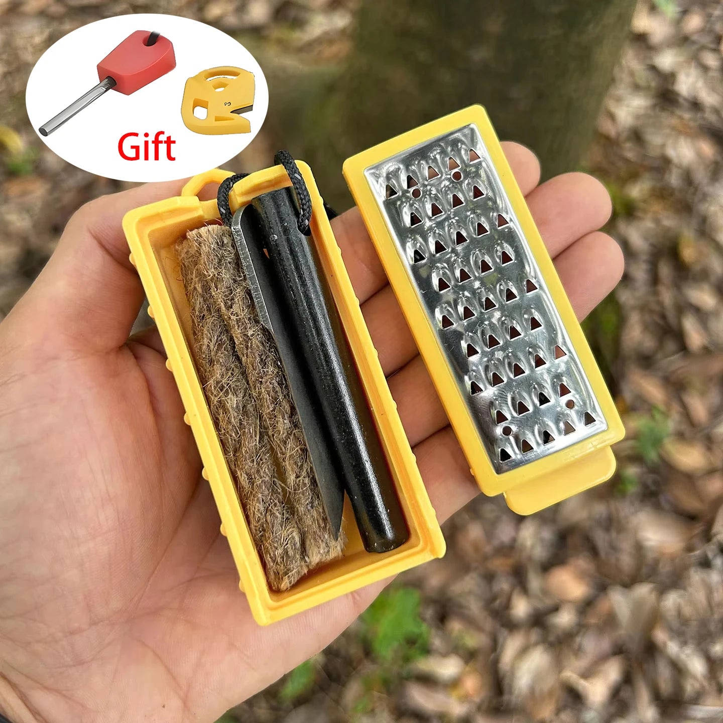 NEW Outdoor Camping Flint Set – Fire Starter & Tinder Maker Wilderness Survival EDC Tool Pack