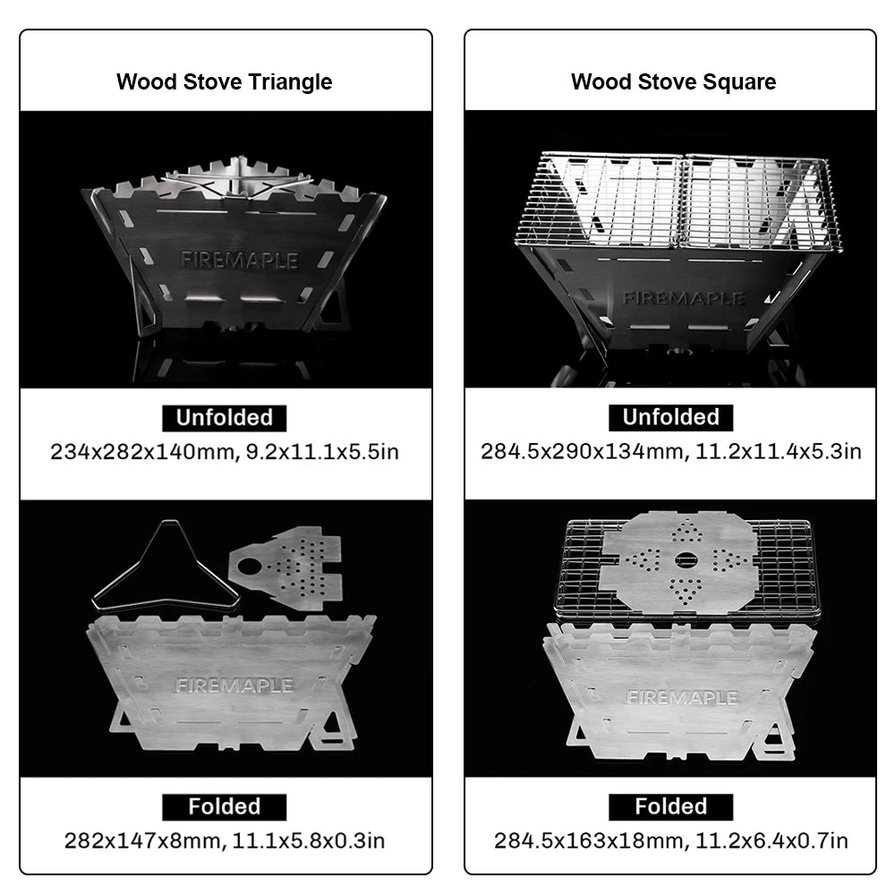 Fire Maple Stainless Steel Camping Wood Stove – Portable Folding Wood-Burning Stove for Backpacking, Hiking & Picnics