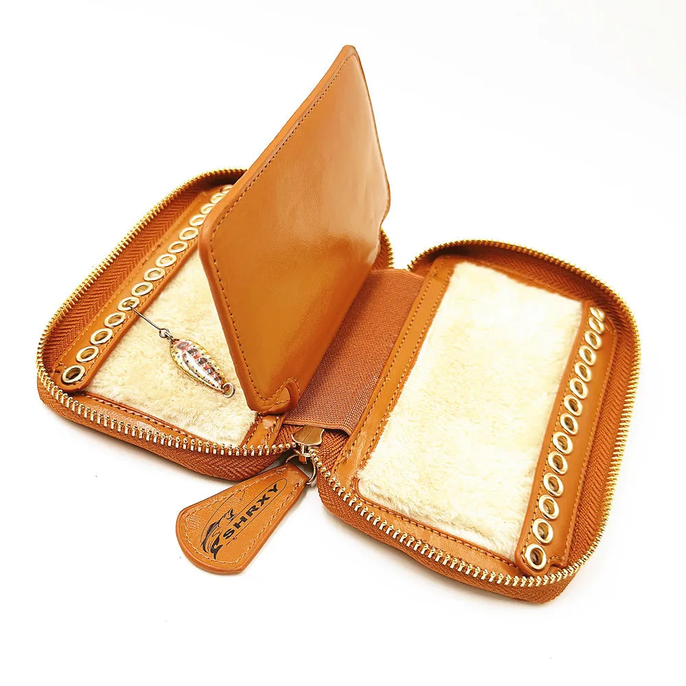 Fly Fishing Sequin Bait Lure Storage Bag – Felt Cowhide Fly Dryer Wallet for Fishermen