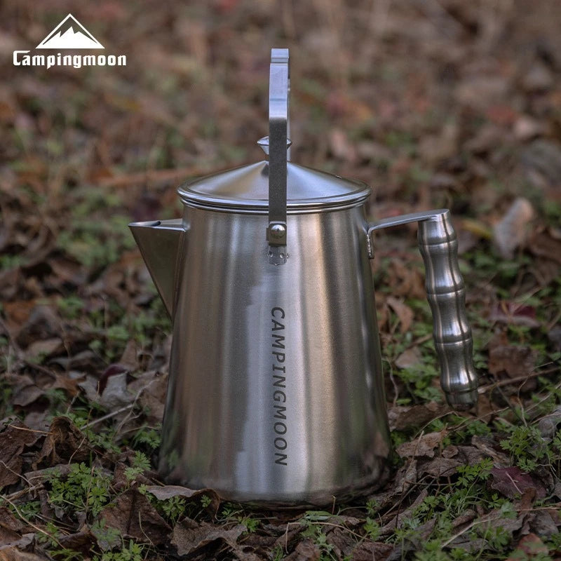 CAMPINGMOON SW-6 Stainless Steel Camping Kettle – Large Capacity Fire Kettle for Tea & Hand-Brewed Coffee