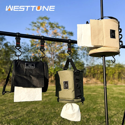 Outdoor Tissue / Toilet paper Case Portable Roll Paper Storage Bag with Hook for Hanging