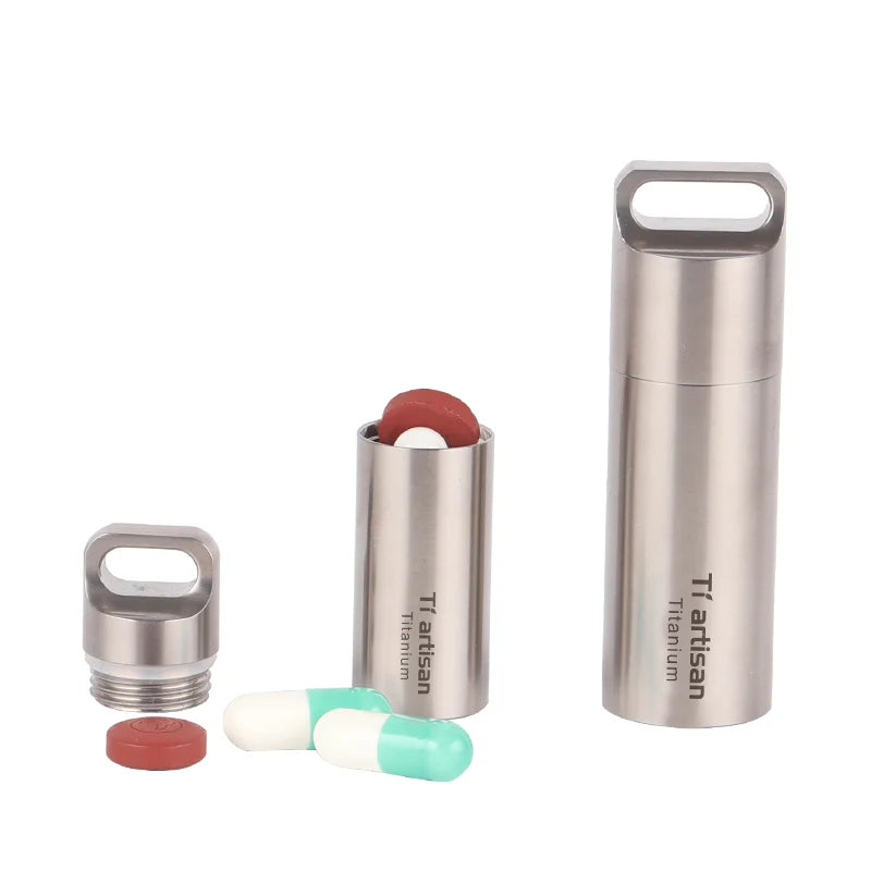 Tiartisan Pure Titanium Mini Sealed Pill Box – Ultralight Waterproof EDC Keychain