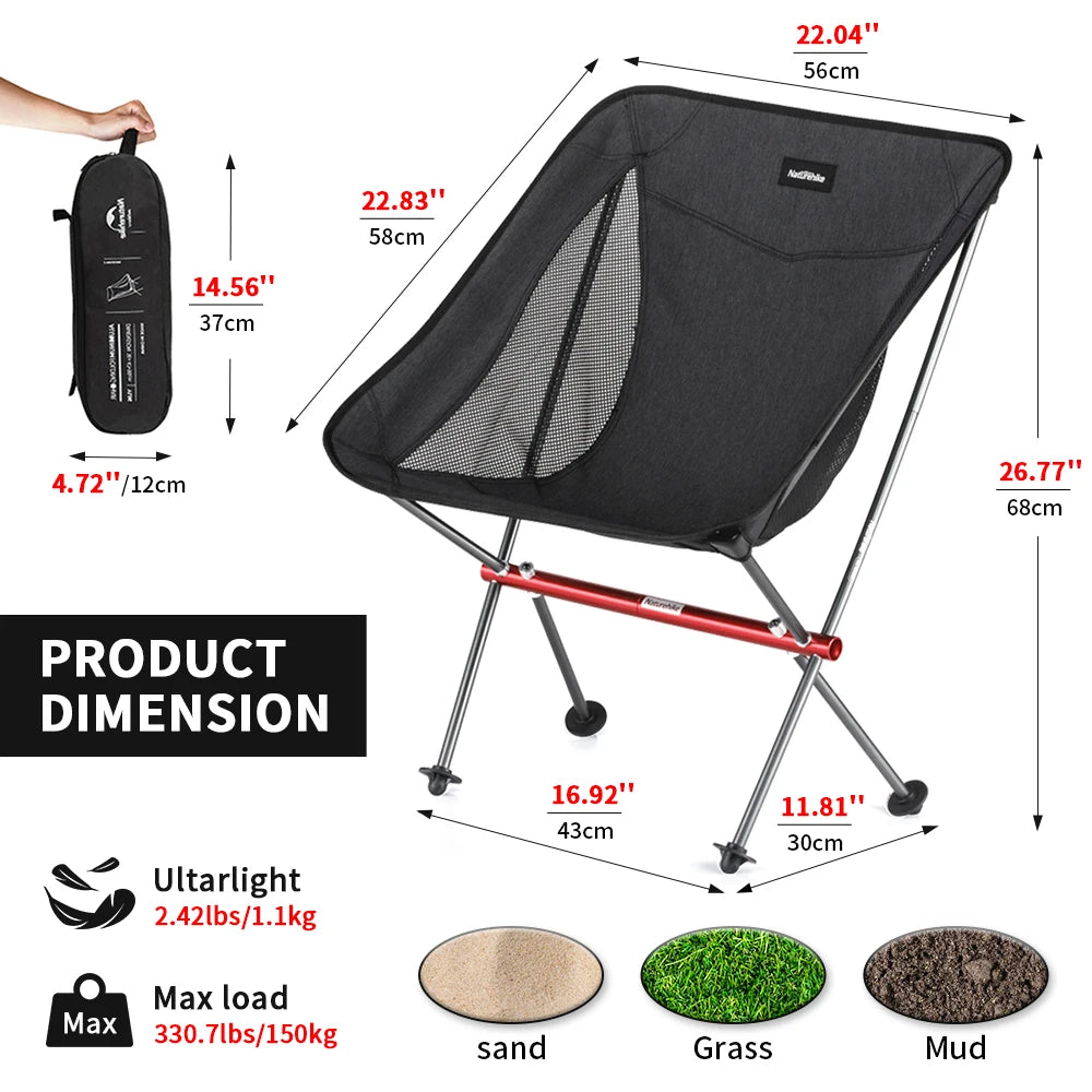 Naturehike Ultralight Folding Camp Chair – Compact Comfort for Every Adventure