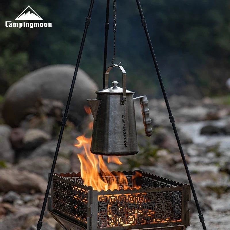 CAMPINGMOON SW-6 Stainless Steel Camping Kettle – Large Capacity Fire Kettle for Tea & Hand-Brewed Coffee