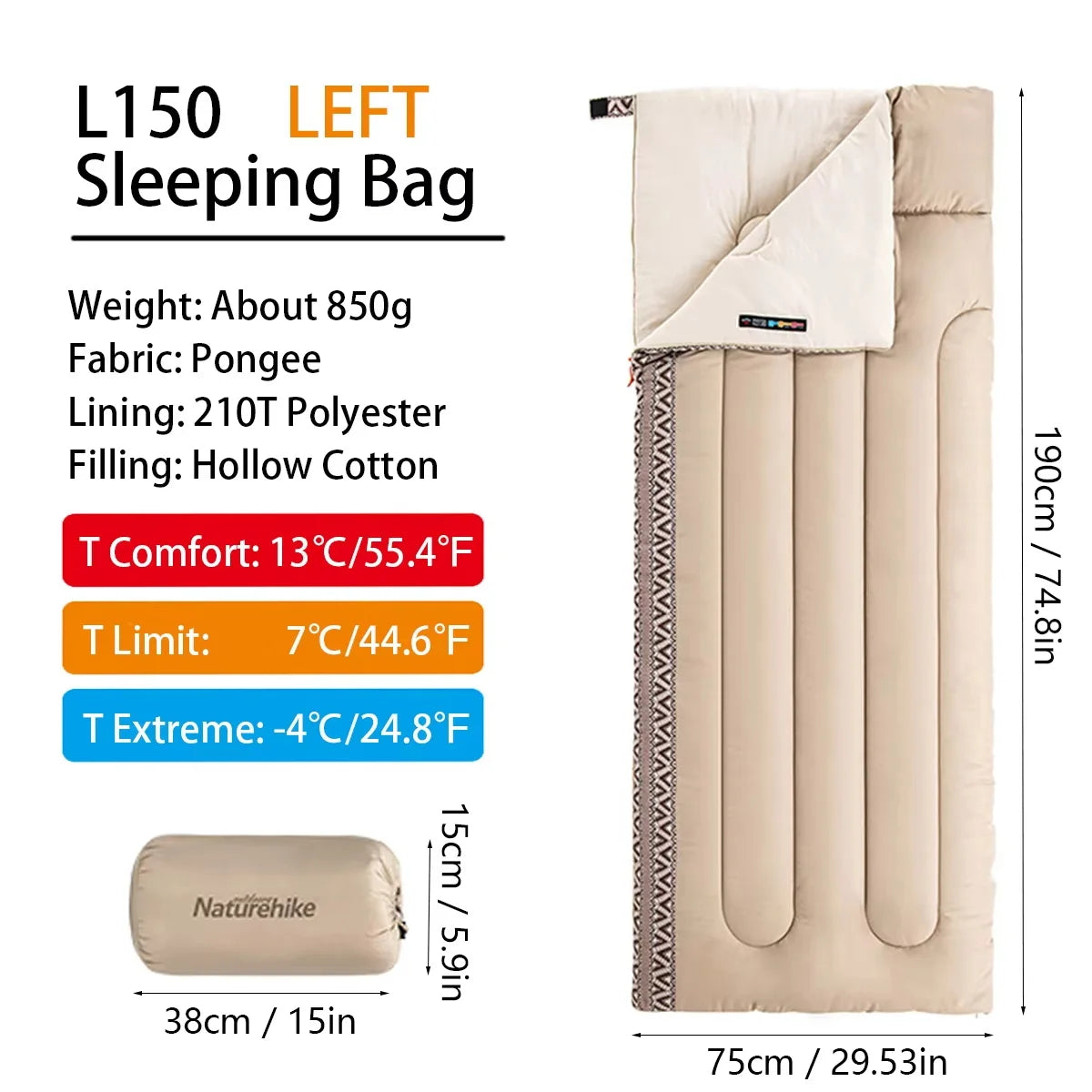 Naturehike L150 Ultralight Sleeping Bag – All-Season Splicable Sleeping Bag for Camping