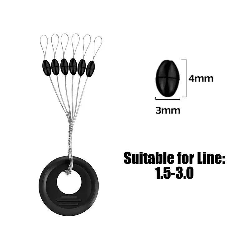 600Pcs (100 Groups) Rubber Space Beans Oval Stopper Set - Essential Fishing Bobber & Rigging Accessories for Fly Fishing, Spinner Baits & More