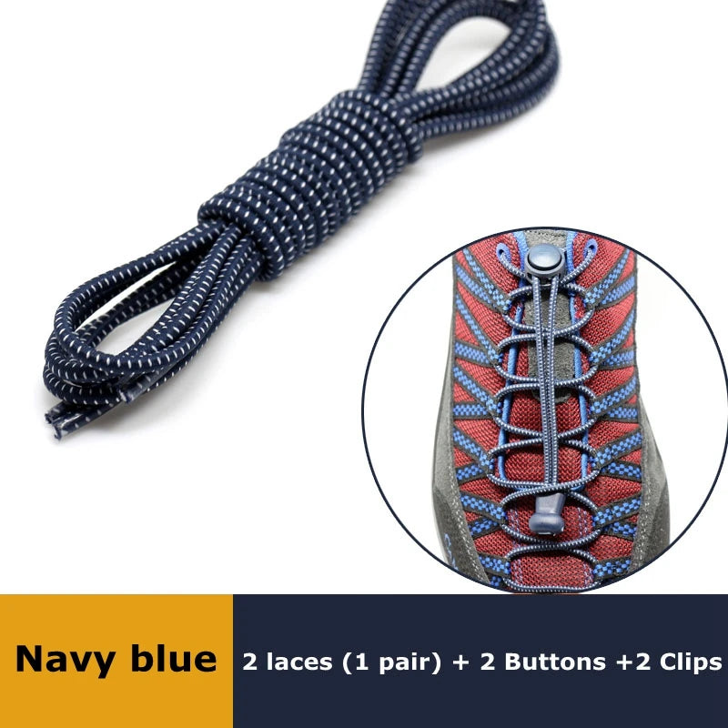 1 Pair Elastic No-Tie Shoelaces – Quick Lock Round Rubber Laces for Sneakers