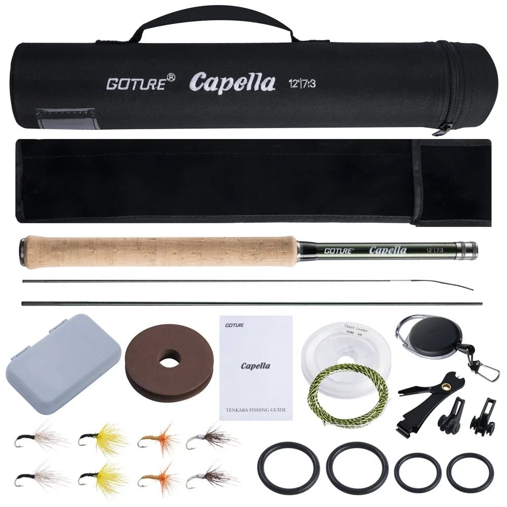 Goture 12FT Classical Tenkara Fly Fishing Rod Combo Super Lightweight • Portable • IM8 Carbon Fiber • Complete Trout Fishing Set