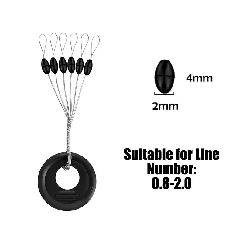 600Pcs (100 Groups) Rubber Space Beans Oval Stopper Set - Essential Fishing Bobber & Rigging Accessories for Fly Fishing, Spinner Baits & More