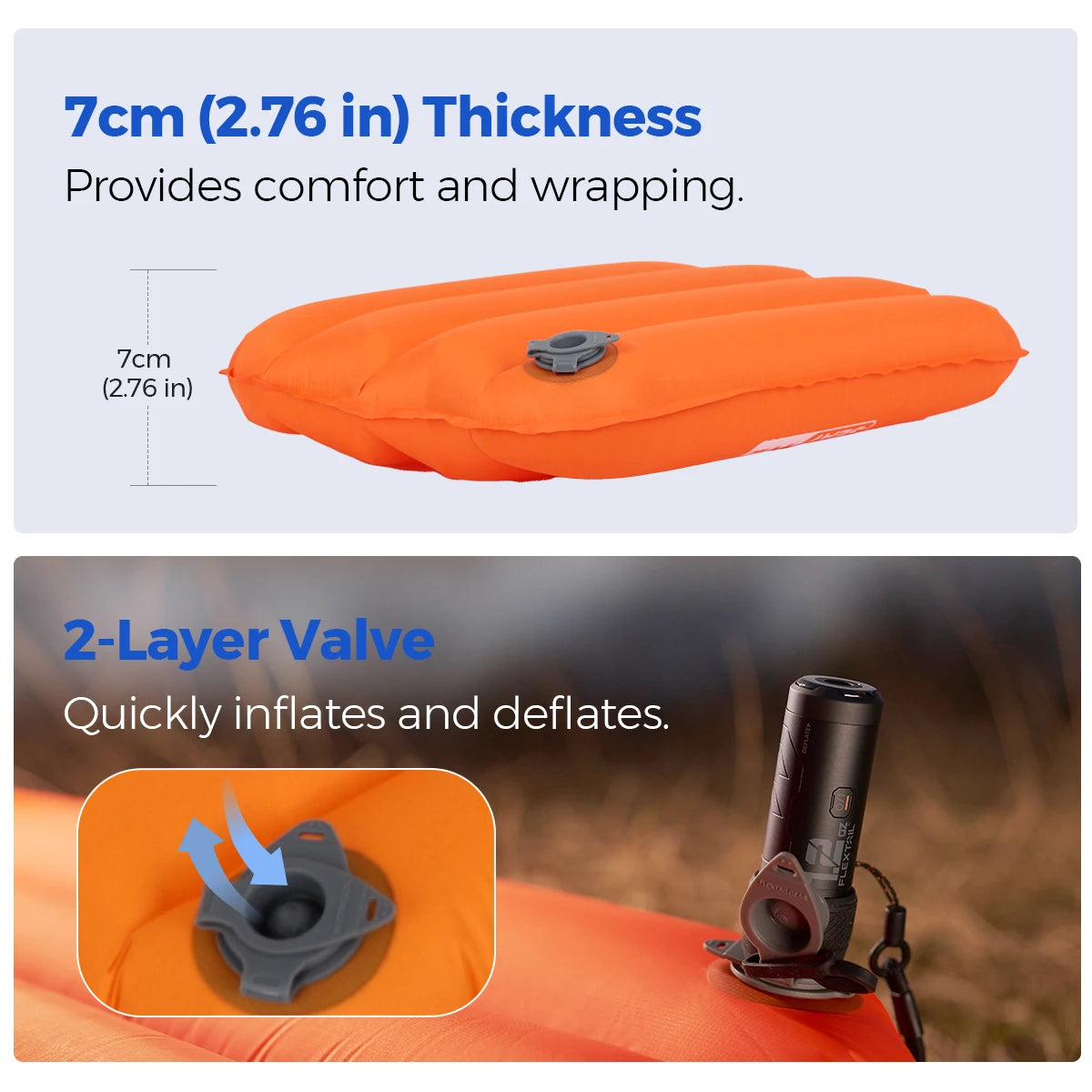 FLEXTAIL ZERO SEAT – Ultralight Inflatable Cushion with 2.8 R-Value & Carrying Bag