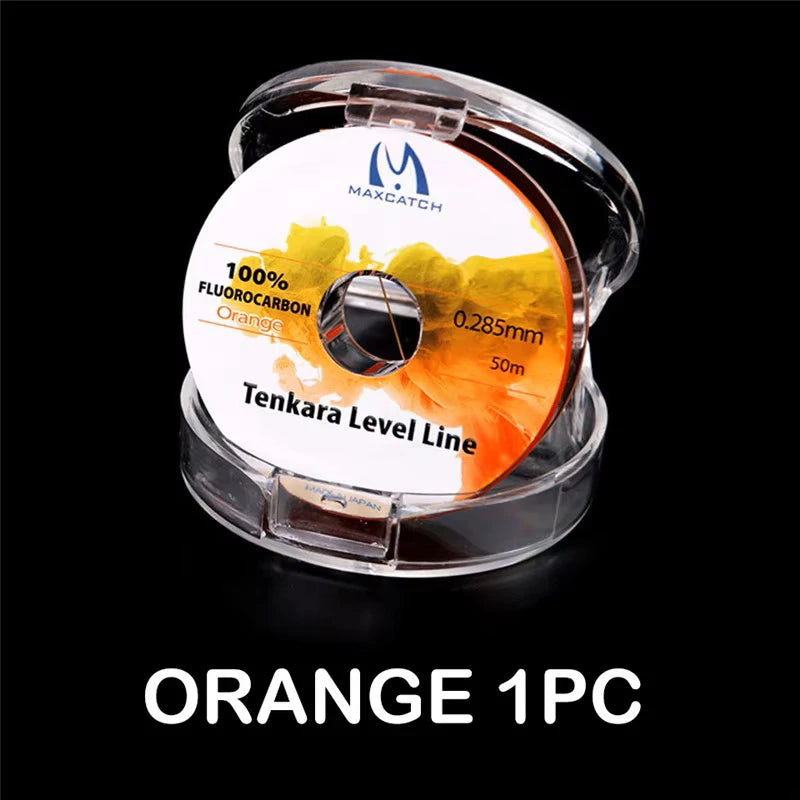 MAXIMUMCATCH 50M 2.5# Tenkara Pro Level Line - Fluorocarbon Fly Fishing Line – Pink/Orange | Small Stream Precision