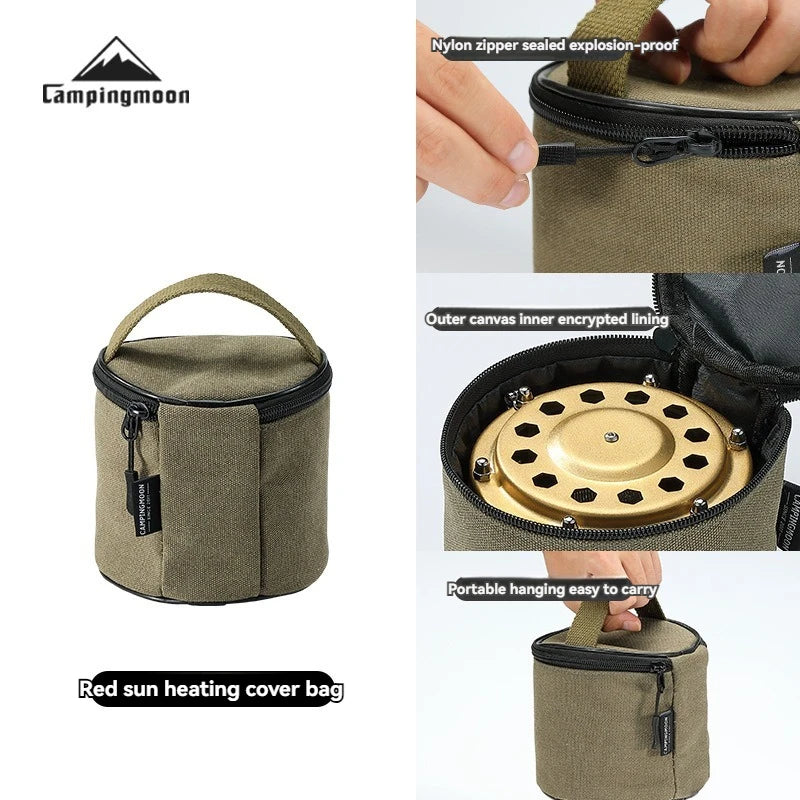 CAMPINGMOON NX-90-B Red Sun Heating Hood Storage Bag – Thickened Canvas Handheld Bag for Camping & Outdoor Gear