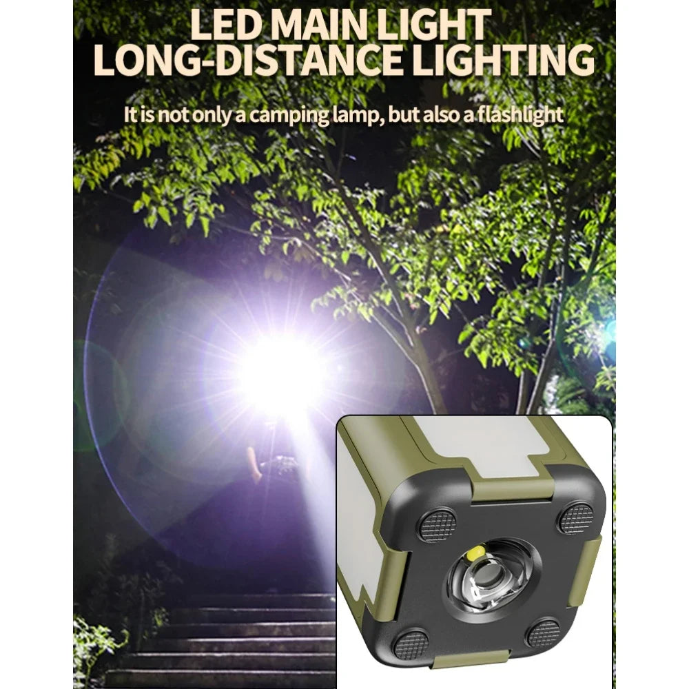 Solar Outdoor Portable Camping Light with 2000mAh Power Bank — Light, Charge, and Hang Anywhere