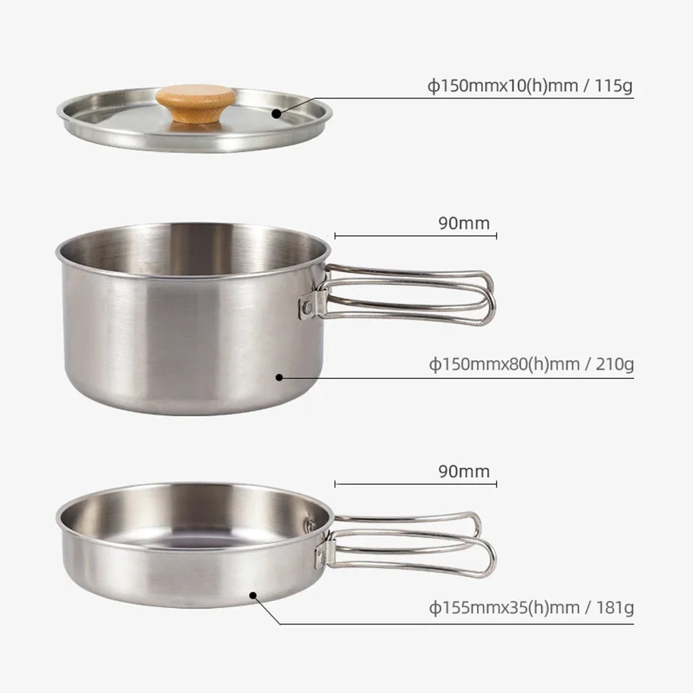 Outdoor Camping Pot Set – Durable Stainless-Steel Tableware for Every Adventure