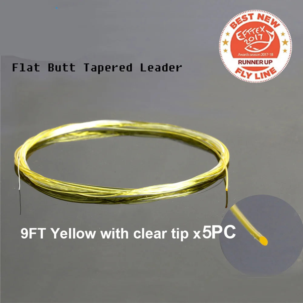 Maximumcatch Tapered Leader – Fully Clear/Yellow with Clear Tip Fly Fishing Leader Line (9ft/15ft, 3X-5X)