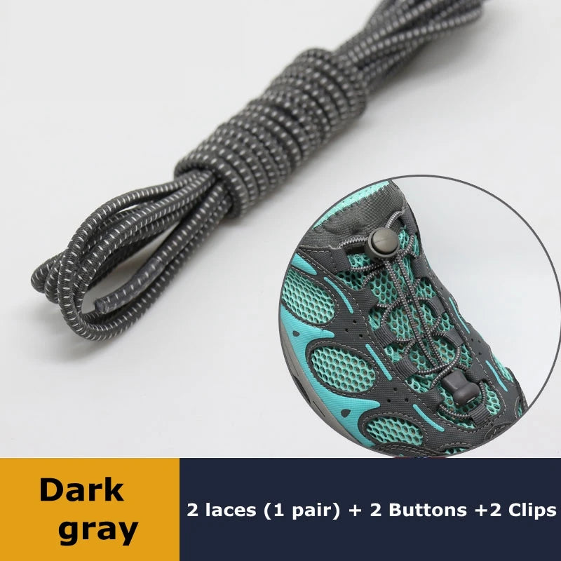 1 Pair Elastic No-Tie Shoelaces – Quick Lock Round Rubber Laces for Sneakers
