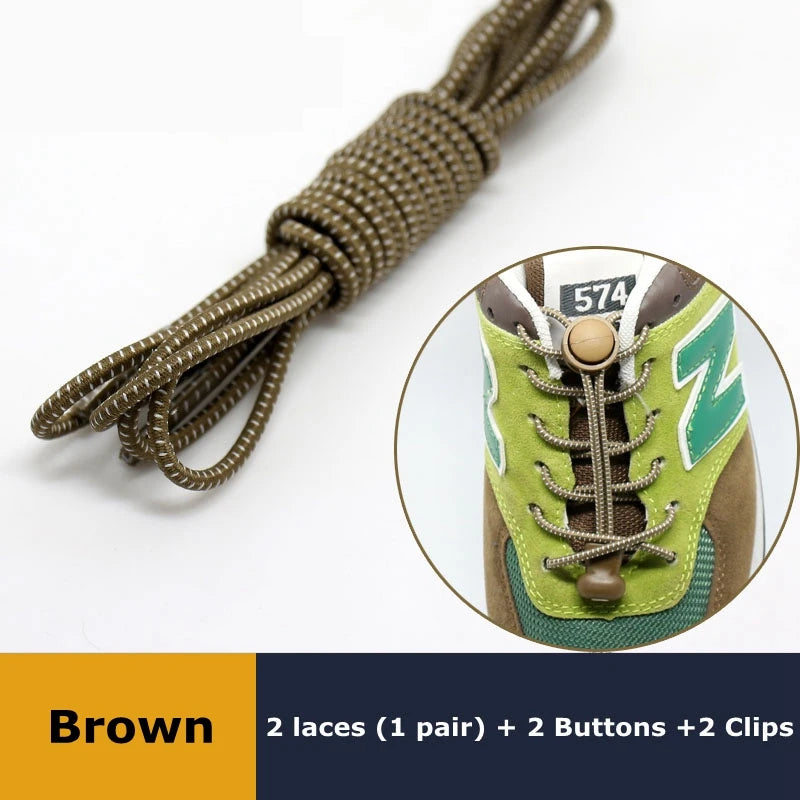 1 Pair Elastic No-Tie Shoelaces – Quick Lock Round Rubber Laces for Sneakers