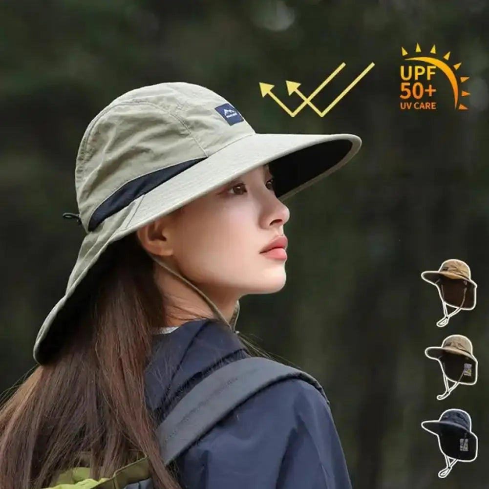 UV Protection Wide Brim Outdoor Hat - Waterproof, Quick-Drying Fisherman Cap with Breathable Mesh & Neck Protection