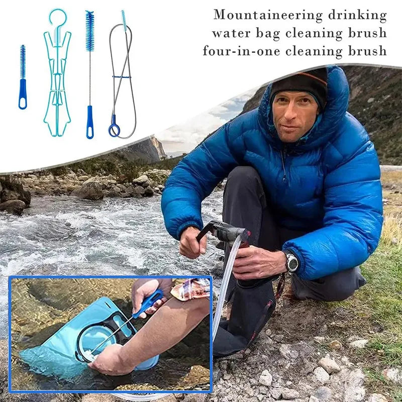 4-in-1 Hydration Bladder Cleaning Kit – Essential Outdoor Water Bag Maintenance Tools