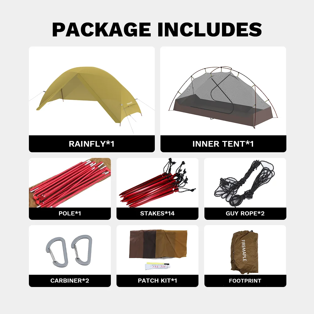 Fire-Maple Tropics Ultralight Backpacking Tent - 1-Person 20D Waterproof Tent for Hiking & Camping