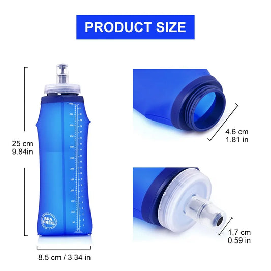 600ml Soft Water Bottle – Foldable Hydration for Camping, Running & Cycling