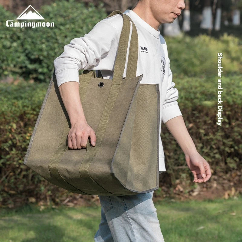 CAMPINGMOON Firewood Storage Bag – Heavy-Duty Canvas Camping Equipment Carrier