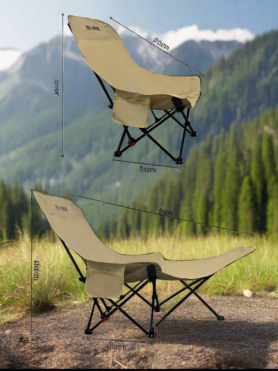 Portable Folding Recliner Chair – Curved Headrest & Leg Rest for Ultimate Outdoor Comfort