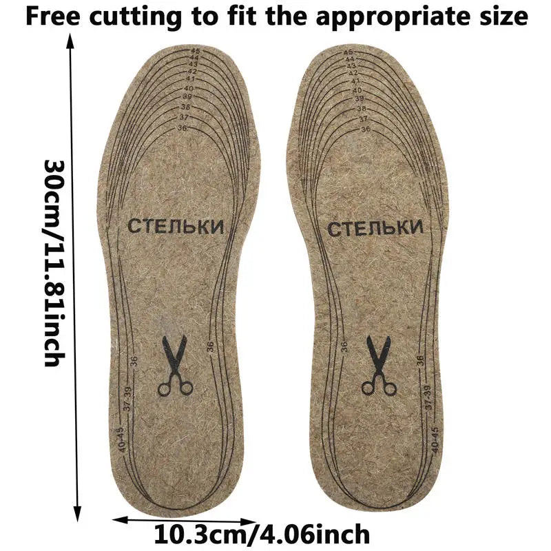 Wool Felt Insoles for Men & Women – Warm, Shock-Absorbing