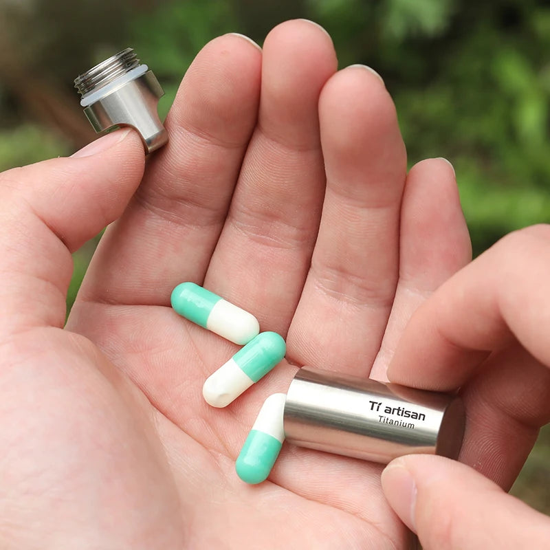 Tiartisan Pure Titanium Mini Sealed Pill Box – Ultralight Waterproof EDC Keychain