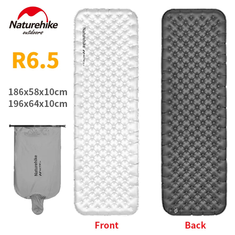 Naturehike R6.5 Inflatable Mat – 10cm Thick | 20D Nylon TPU | Ultralight Camping Air Bed