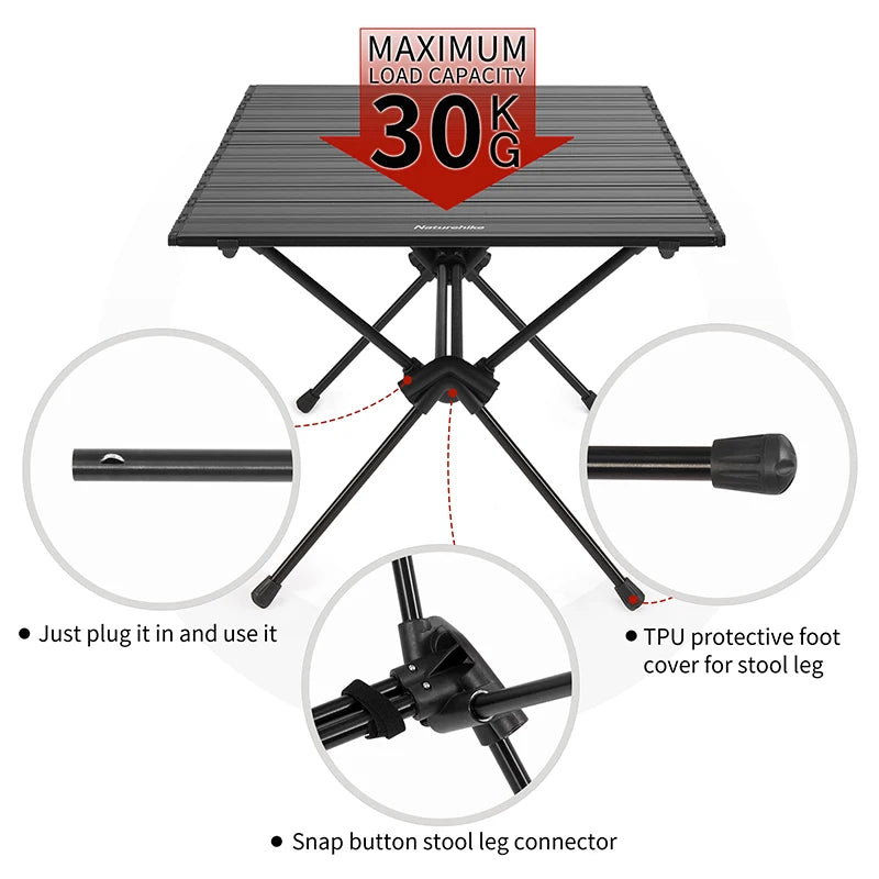 Naturehike FT11 Portable Folding Camping Table – Ultralight Adjustable Dining Table for Camping & Hiking