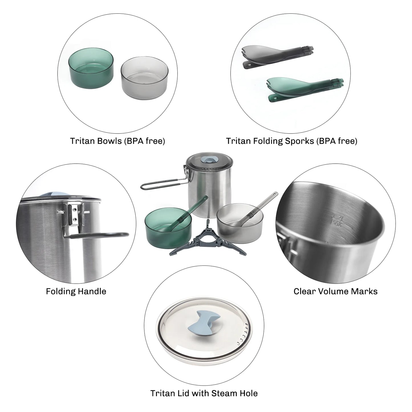 Fire-Maple Antarcti Duo Camping Cooking Set – 1.6L Stainless Steel Pot & Cooking Set for Outdoor Adventures