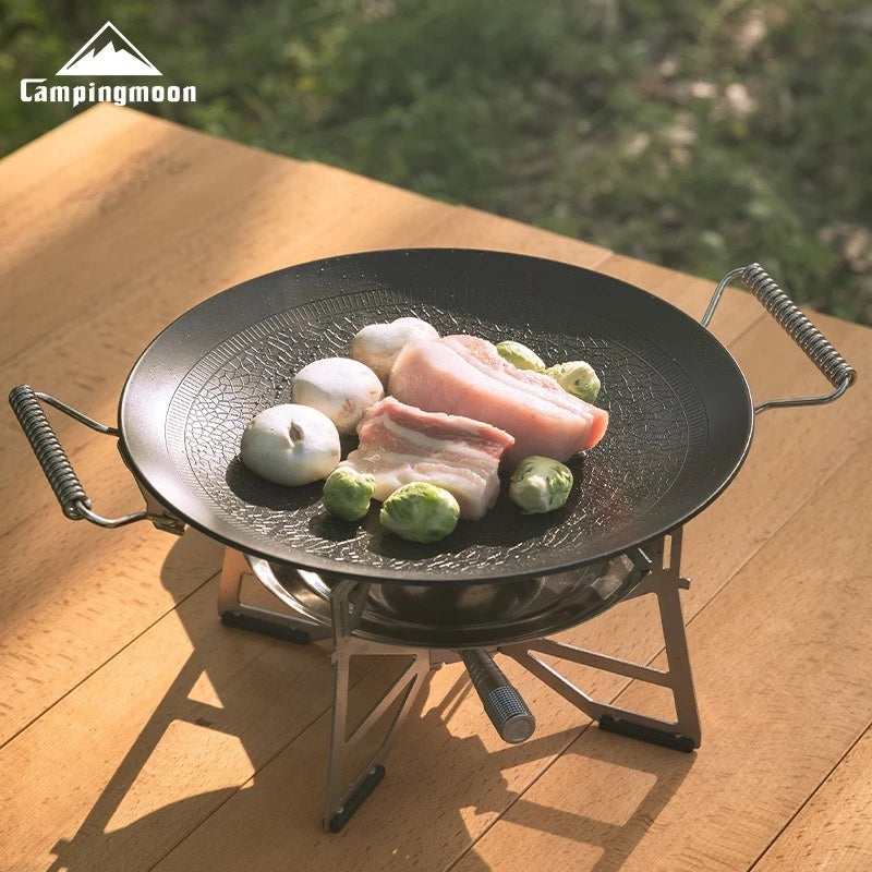 CAMPINGMOON GRW-27 Non-Stick Wok – Compact Crushed Stone Frying Pan for Outdoor Cooking