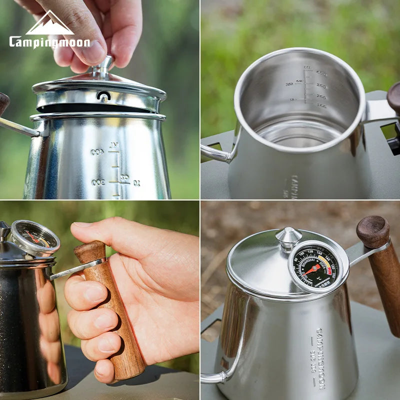 CAMPINGMOON 304 Stainless Steel Coffee Hand Pot – Precision Pour-Over Kettle for Outdoor Brewing
