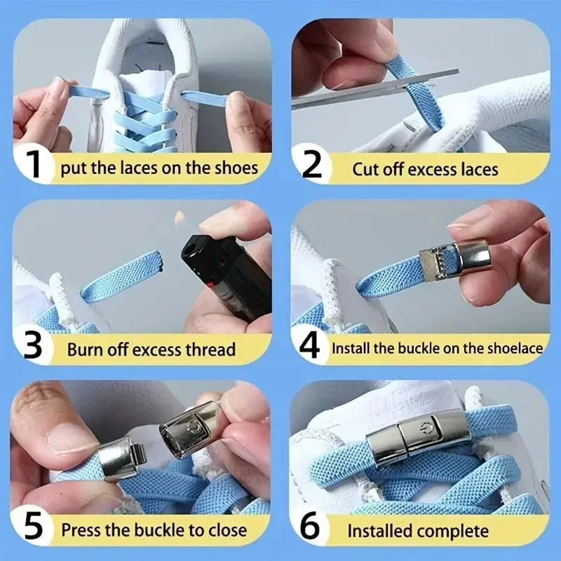 8MM No-Tie Elastic Shoe Laces with Press Lock – Widened Flat Design for Kids & Adults