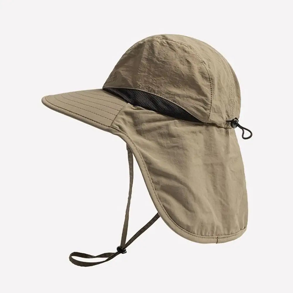 UV Protection Wide Brim Outdoor Hat - Waterproof, Quick-Drying Fisherman Cap with Breathable Mesh & Neck Protection
