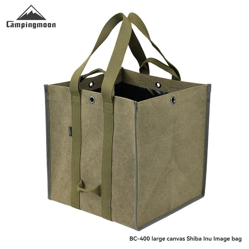 CAMPINGMOON Firewood Storage Bag – Heavy-Duty Canvas Camping Equipment Carrier