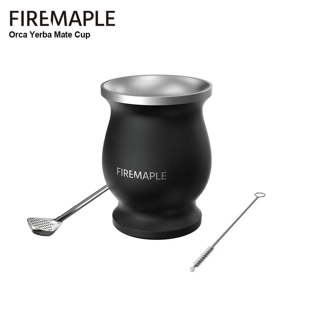 Fire Maple Orca Yerba Mate Cup Set – 200ml Stainless Steel Gourd with Bombilla & Cleaning Brush