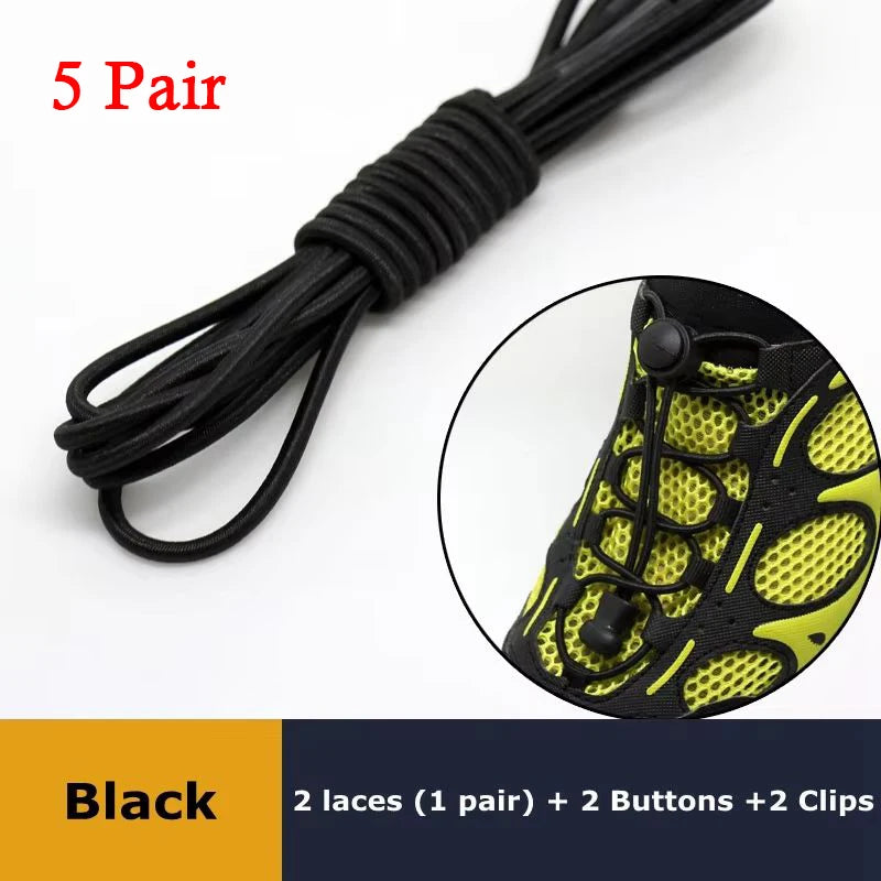 1 Pair Elastic No-Tie Shoelaces – Quick Lock Round Rubber Laces for Sneakers