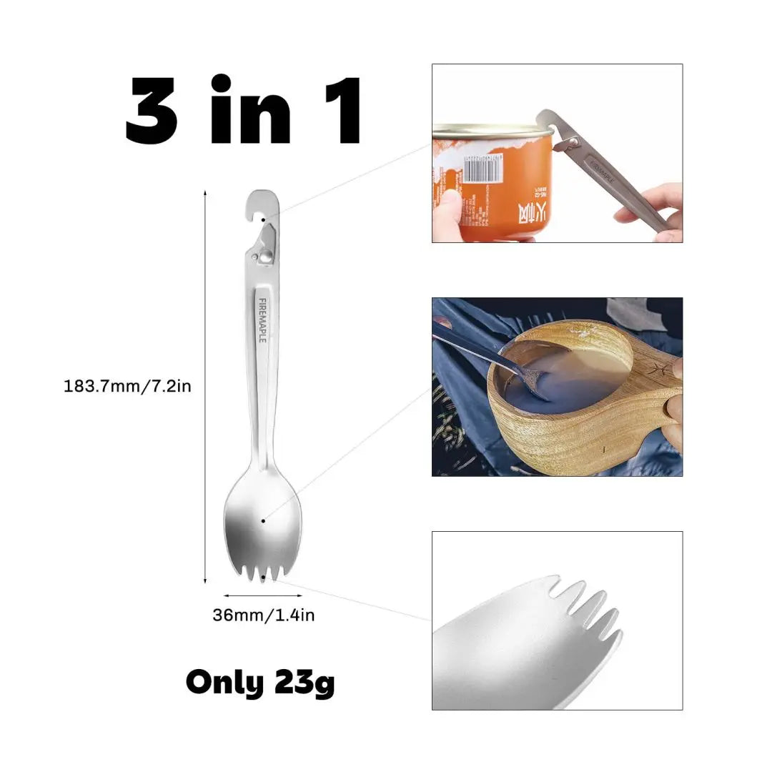 Fire Maple Titanium Spork – Ultralight Multi-Function Cutlery for Hiking & Camping (ISPO Gold Award Winner)